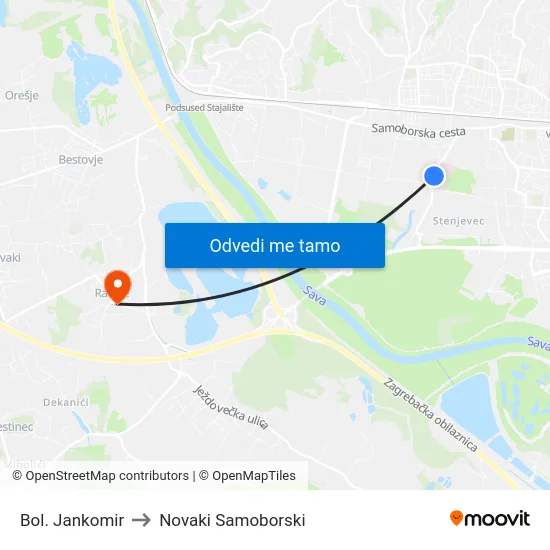 Bol. Jankomir to Novaki Samoborski map