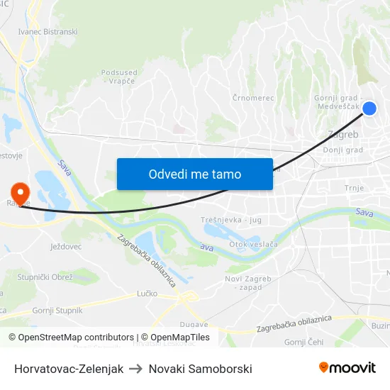 Horvatovac-Zelenjak to Novaki Samoborski map