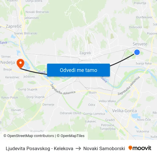 Ljudevita Posavskog - Kelekova to Novaki Samoborski map