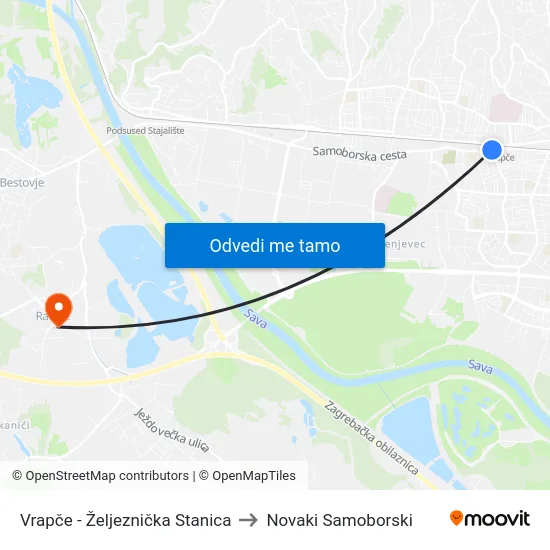 Vrapče - Željeznička Stanica to Novaki Samoborski map
