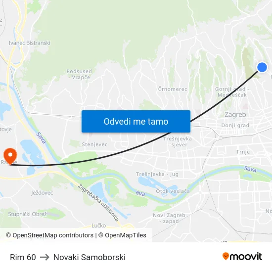 Rim 60 to Novaki Samoborski map