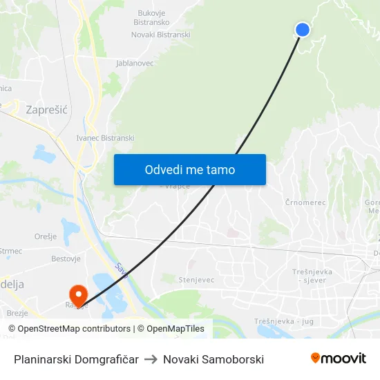 Planinarski Domgrafičar to Novaki Samoborski map