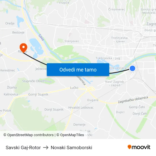 Savski Gaj-Rotor to Novaki Samoborski map