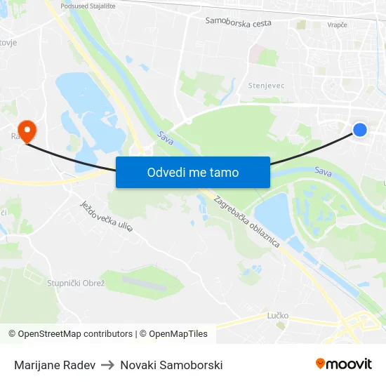 Marijane Radev to Novaki Samoborski map