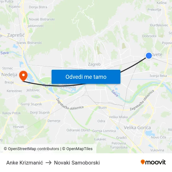 Anke Krizmanić to Novaki Samoborski map