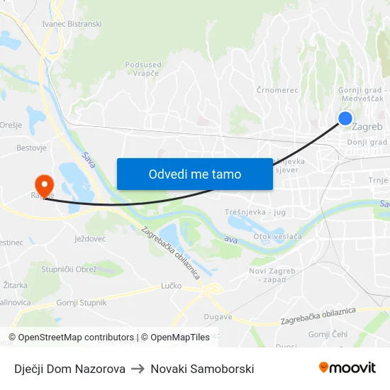 Dječji Dom Nazorova to Novaki Samoborski map