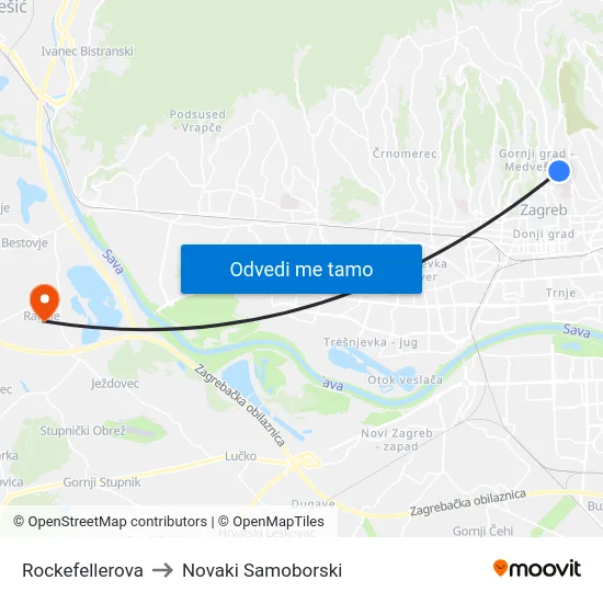 Rockefellerova to Novaki Samoborski map