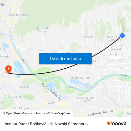 Institut Ruđer Bošković to Novaki Samoborski map