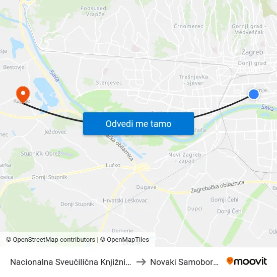 Nacionalna Sveučilična Knjižnica to Novaki Samoborski map