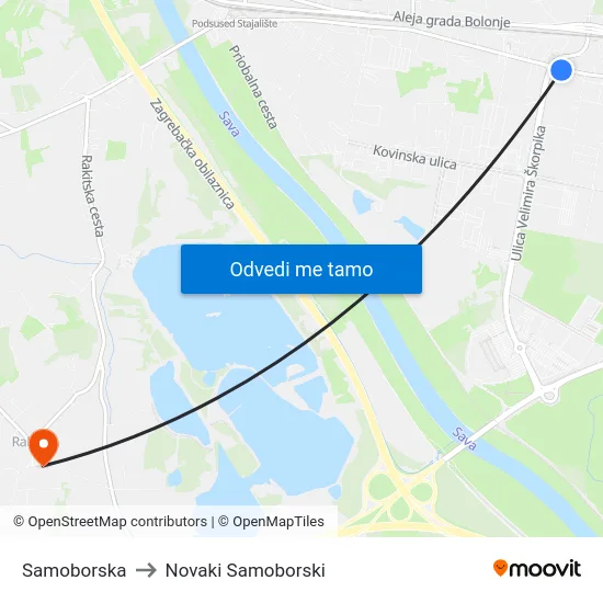 Samoborska to Novaki Samoborski map