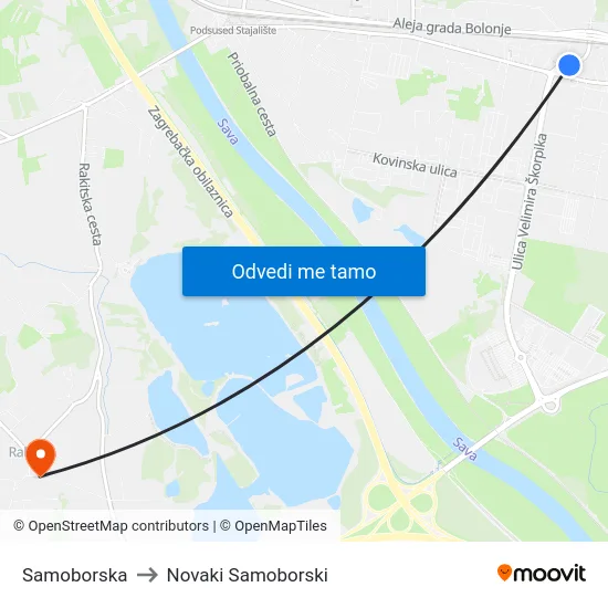 Samoborska to Novaki Samoborski map
