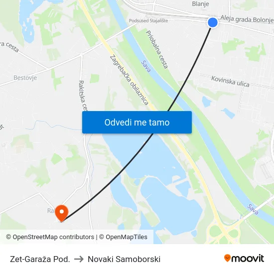 Zet-Garaža Pod. to Novaki Samoborski map