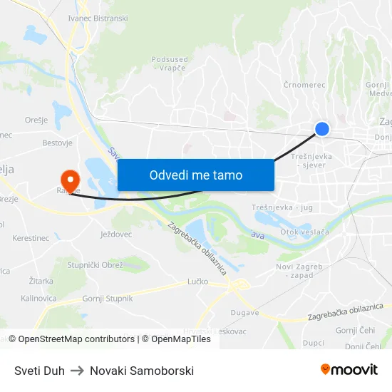 Sveti Duh to Novaki Samoborski map