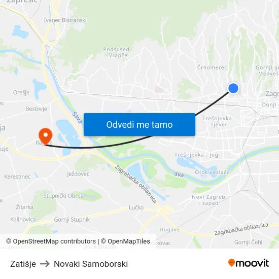 Zatišje to Novaki Samoborski map