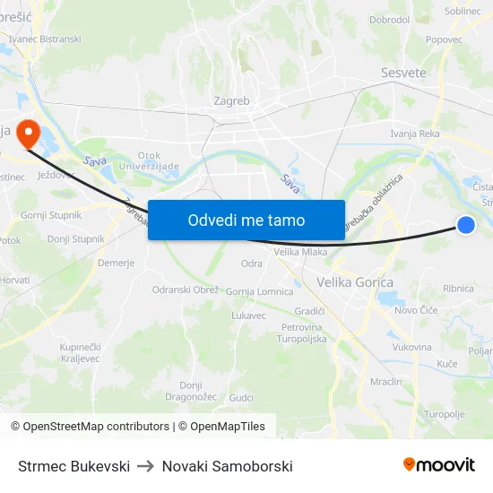 Strmec Bukevski to Novaki Samoborski map
