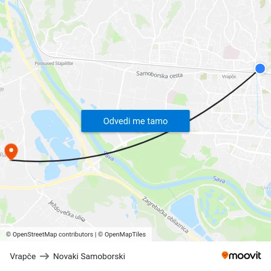 Vrapče to Novaki Samoborski map