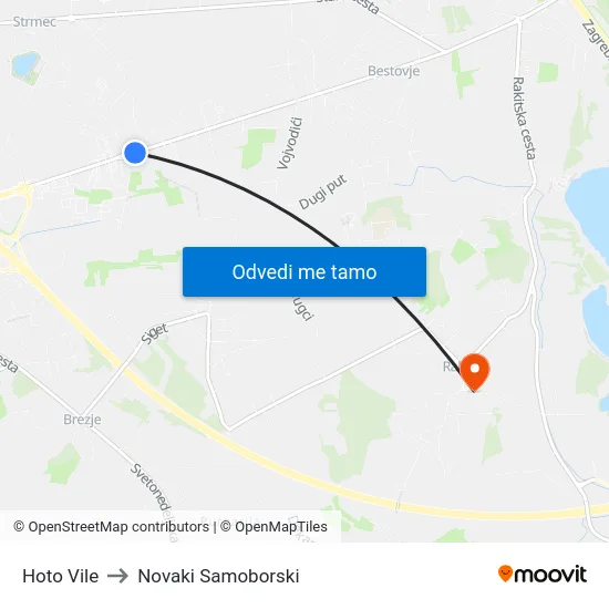 Hoto Vile to Novaki Samoborski map