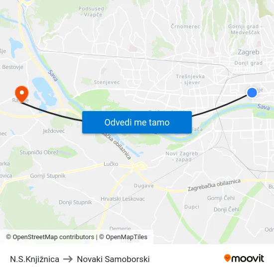 N.S.Knjižnica to Novaki Samoborski map
