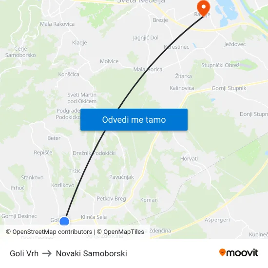 Goli Vrh to Novaki Samoborski map