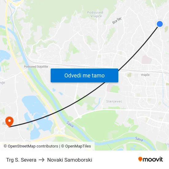Trg S. Severa to Novaki Samoborski map