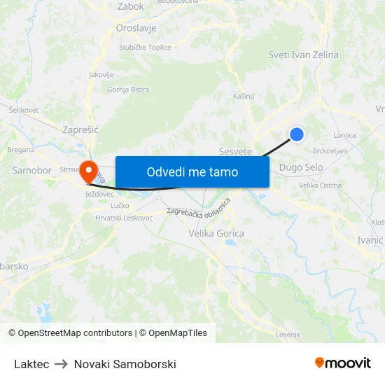 Laktec to Novaki Samoborski map