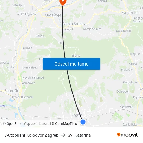 Autobusni Kolodvor Zagreb to Sv. Katarina map