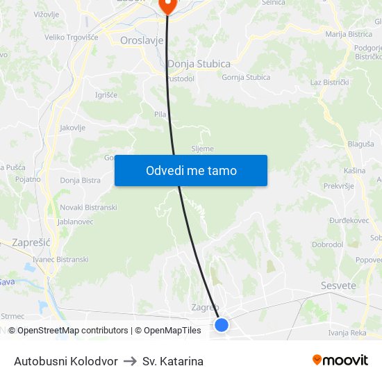 Autobusni Kolodvor to Sv. Katarina map