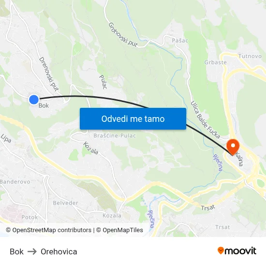 Bok to Orehovica map