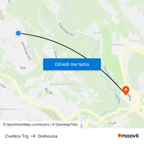 Cvetkov Trg to Orehovica map
