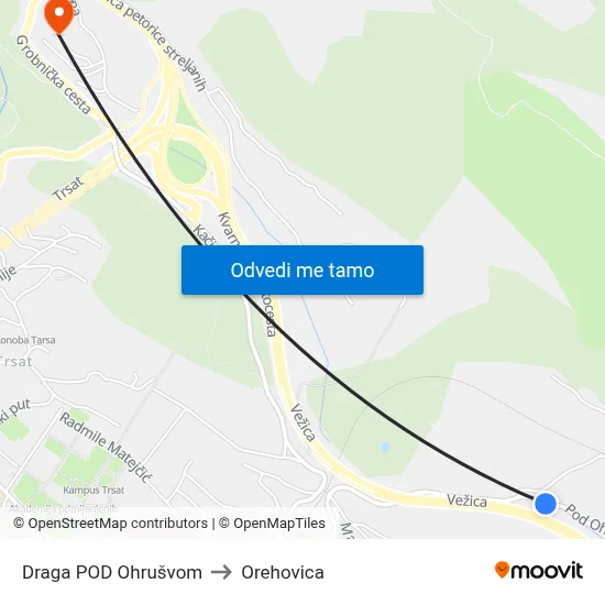 Draga POD Ohrušvom to Orehovica map