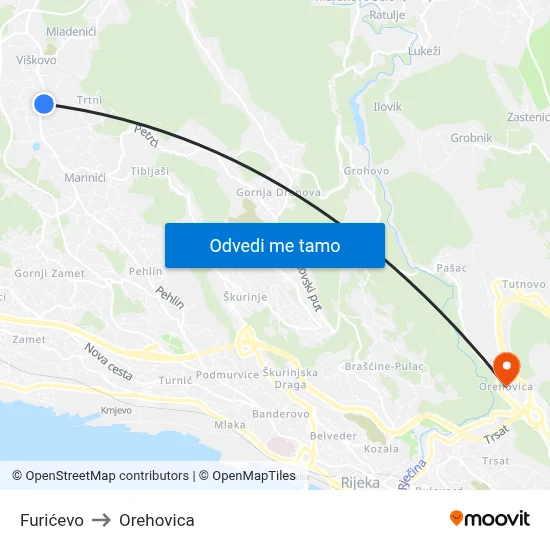 Furićevo to Orehovica map