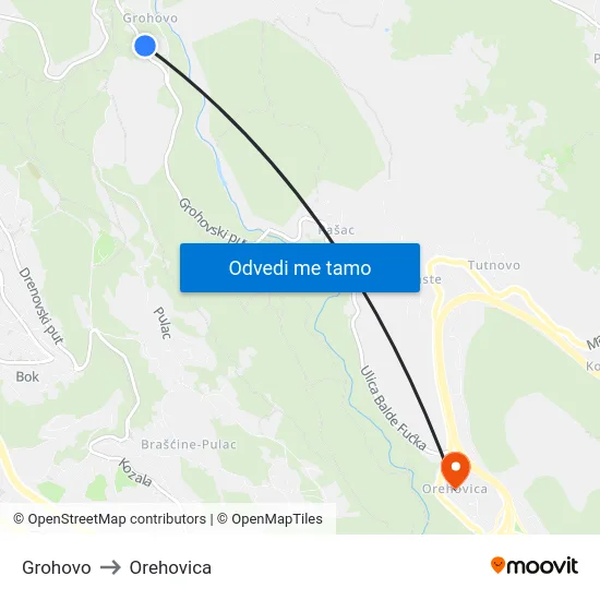 Grohovo to Orehovica map