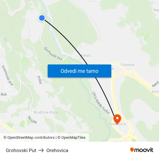 Grohovski Put to Orehovica map
