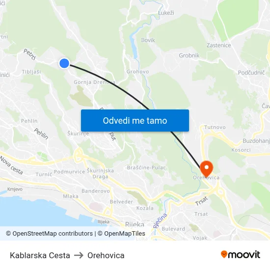 Kablarska Cesta to Orehovica map