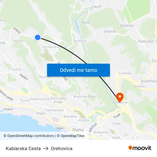 Kablarska Cesta to Orehovica map