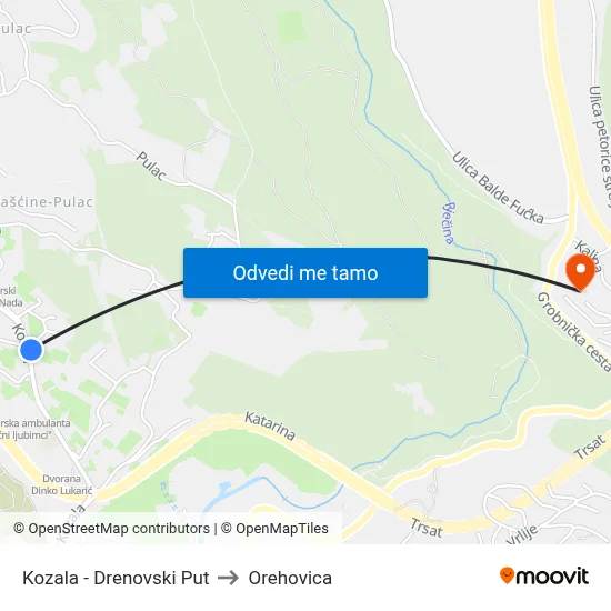 Kozala - Drenovski Put to Orehovica map