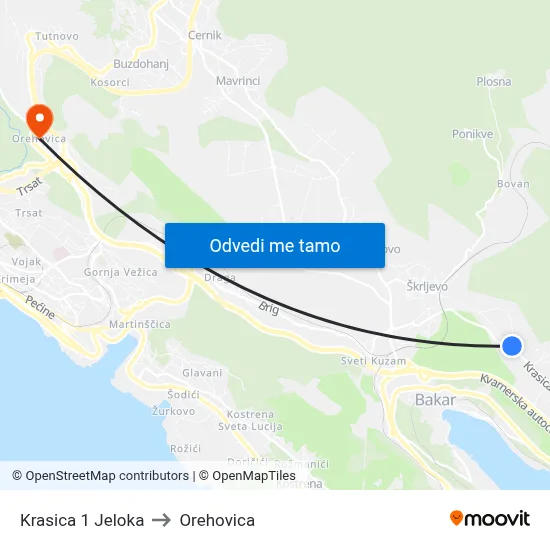 Krasica 1 Jeloka to Orehovica map