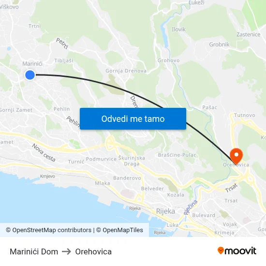 Marinići Dom to Orehovica map