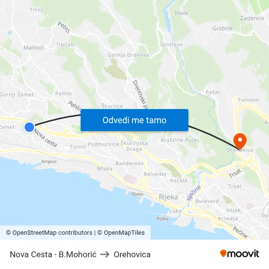 Nova Cesta - B.Mohorić to Orehovica map