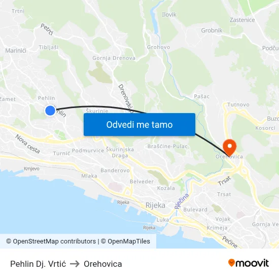 Pehlin Dj. Vrtić to Orehovica map