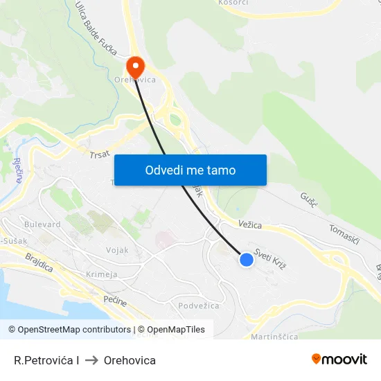 R.Petrovića I to Orehovica map