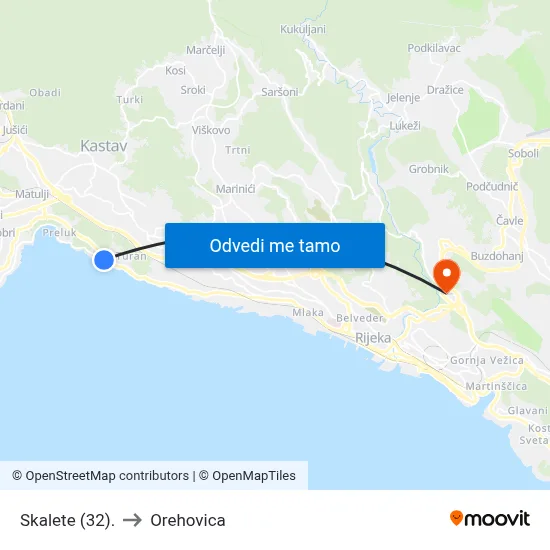 Skalete (32). to Orehovica map