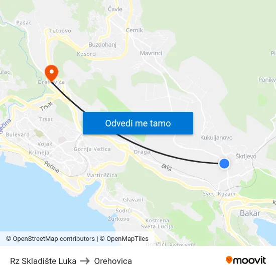 Rz Skladište Luka to Orehovica map