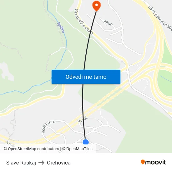 Slave Raškaj to Orehovica map