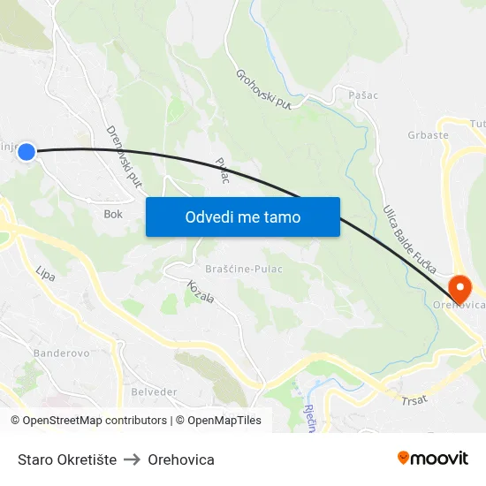 Staro Okretište to Orehovica map