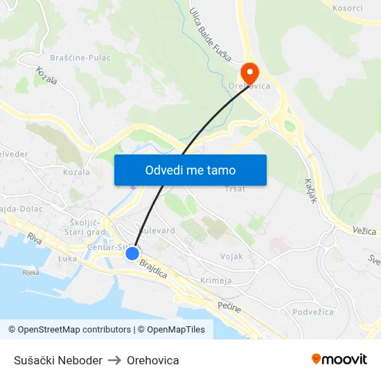 Sušački Neboder to Orehovica map