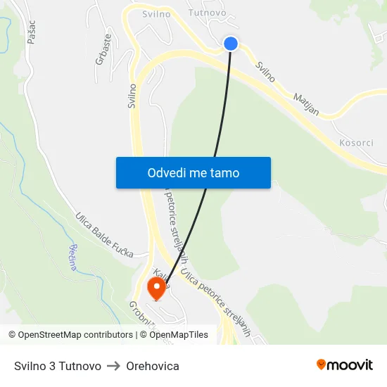 Svilno 3 Tutnovo to Orehovica map