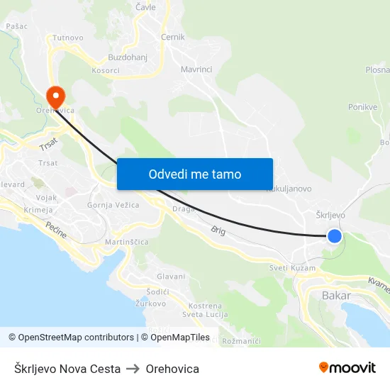 Škrljevo Nova Cesta to Orehovica map