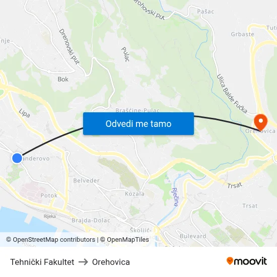 Tehnički Fakultet to Orehovica map