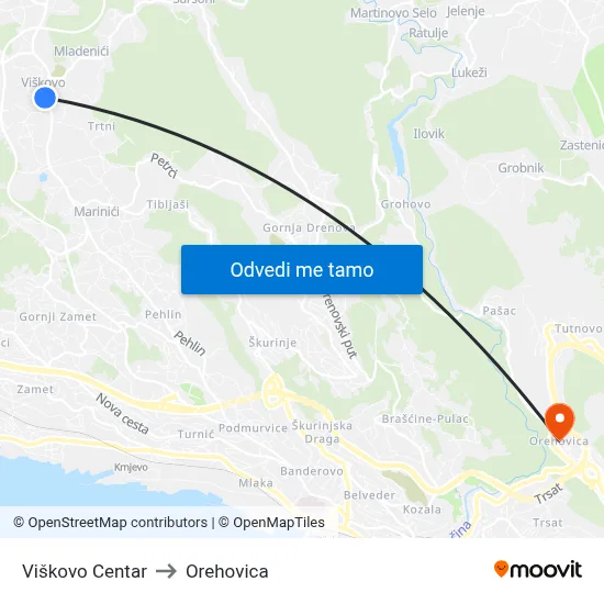 Viškovo Centar to Orehovica map